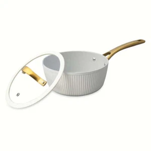 Signature Ribbed 2.5 QT Saucepan Non-Stick - White & Gold,Aluminum,New - Picture 1 of 5