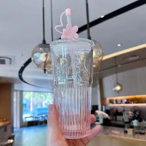 Autentica tazza di paglia di vetro Cina Starbucks fiori di pesca rosa dea 19 once/550 ml - Foto 1 di 10
