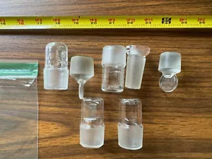 Lot of 7 Lab Glass Solid Pennyhead Stoppers Pyrex Valve Stopcock various sizes - Picture 1 of 2
