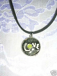LOVE HAPPY FACE BLACK GLITTER CAST PEWTER PENDANT ADJ CORD NECKLACE - Picture 1 of 1