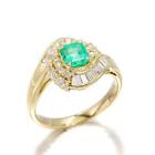 K18yg Emerald Diamond Ring E0.59ct D0.40ct Yellow Gold #385