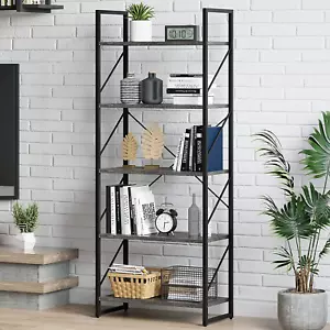 5-Tier Bookcase Storage Shelves, 65 in Ladder Bookshelf, Industrial Furniture fo - Picture 1 of 12