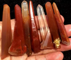 91g 7PC Himalayan RAW Natural Red Lemurian Quartz Lemuria Crystal Point ie0776 - Picture 1 of 12