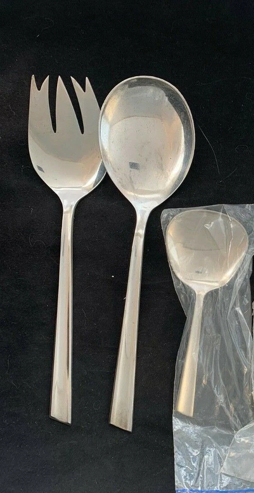 JUEGO DE ENSALADA DE CUBIERTOS STIEFF PERSONNA ESTERLINA Y CARAMELO ASPECTO SUPER MODERNISTA Foto 1 de 1