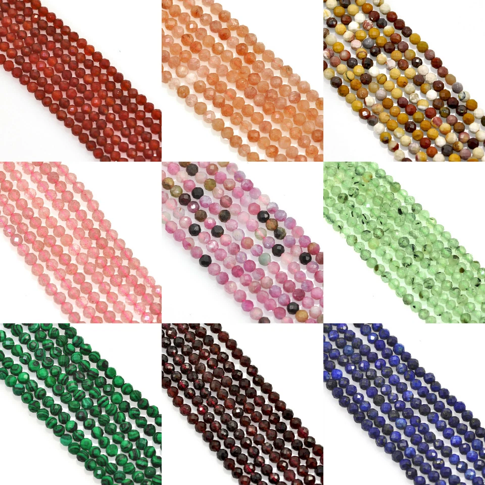 Faceted Round Semi-precious Gemstone Spacer Beads for Jewellery Making Size 4mm - Image 1 of 1