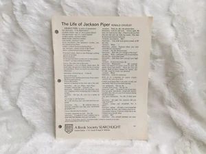 The Life of Jackson Piper by Ronald Chudley - 1967 Play Script - Used Read Desc. - Imagen 1 de 3