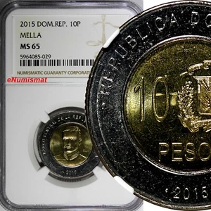 DOMINICAN REPUBLIC 2015 10 Pesos NGC MS65 MELLA  Poland Mint KM# 106 (029) - Picture 1 of 4