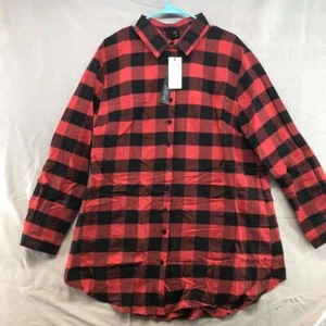 Nuova Collezione Zenzea Rosso Nero Manica Lunga Bottoni Donna Taglia 16 Casual - Foto 1 di 12