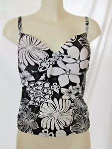 Floral Black And White Tankini Top Swimwear 14 B/C D Cups By Hot Honi P5 - Picture 1 of 4