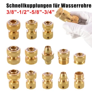 Messing Kupplung Wasserkupplung Gartenschlauch Schlauchanschluss 3/8"-1/2"~3/4" - Bild 1 von 20