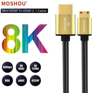 Câble 8K Mini HDMI Vers HDMI 2.1, 8K@60HZ 4K@120HZ 48 Gbit/s eARC HDR10, 1.50 m - Imagen 1 de 14
