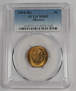 1964-Mo Mexico 5C Cinco Centavos - PCGS MS 65 - Picture 1 of 4