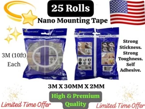 25 Rolls 3M X 30MM X 2MM NANO Mounting Adhesive TAPE Double Sided ALINE Acrylic - Picture 1 of 9