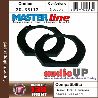 SUPPORTI ALTOPARLANTI 130 mm FIAT BRAVO PRIMA SERIE COPPIA ADATTATORI ANTERIORI - Immagine 1 di 2