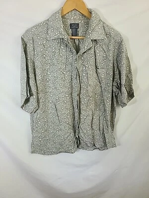Camisa Hawaiana Crazy Horse Para Hombres L Gris Floral Rayón Abotonada Manga Corta Foto 1 de 4