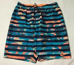 Nike Men’s Block Stripe Breaker 11" Volley Trunks Black/Blue Size M L XL NWT - Picture 1 of 6
