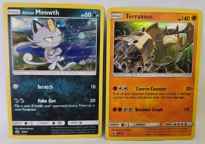 Pokemon - TCG - Black Star Promo - Cosmic SM43 Alolan Meowth, SM223 Terrkion - Picture 1 of 1