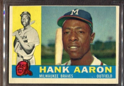 1960 Topps Set-Break #300 Hank Aaron en muy buen estado-en muy buen estado (arrugue) *Jaysace* Foto 1 de 2