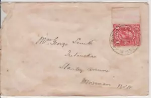 Sello 1914 Australia 1d rojo grabado KGV parte impresión en portada ARMIDALE NSW - Imagen 1 de 1