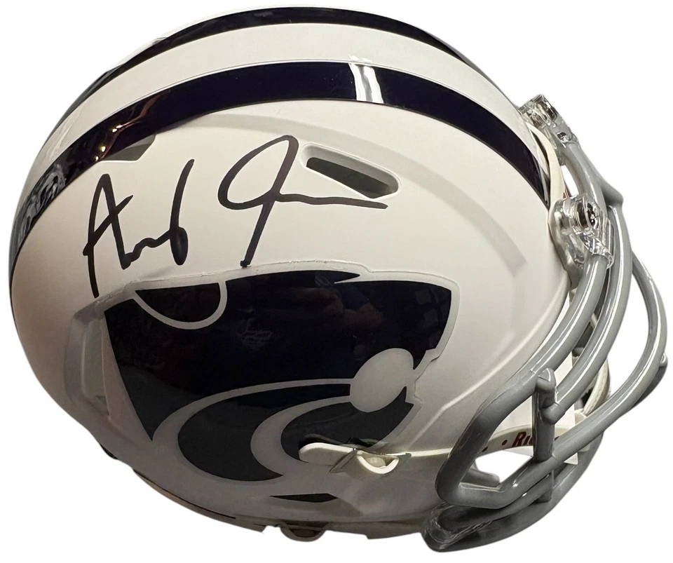 Kansas State Wildcats Avery Johnson Signed White Mini Helmet JSA Certified - Image 1 of 1