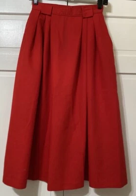 Falda roja midi plisada vintage Bobbie Brooks para mujer talla 8 línea A años 80 90 Y2K Foto 1 de 4