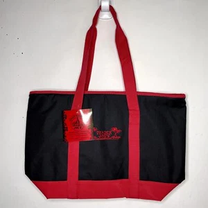 Trader Joe’s Large Reusable Insulated Cooler Bag Shopping Tote Black Red Logo - Picture 1 of 6