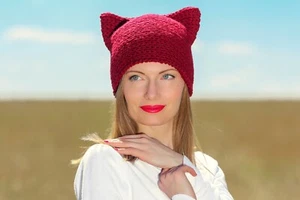 Handarbeit Kätzchenmütze Katze Beanie süß weich warm Wolle Totenkopf Mütze SUPERTANYA - Bild 1 von 28