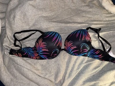 Victoria’s Secret Rosa Usar Todas Partes Sujetador Push Up Palmera Negro 32D Foto 1 de 2