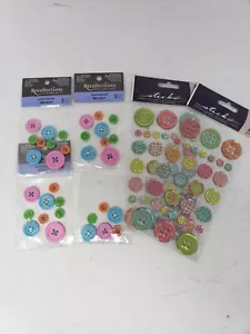 Recollections/ EK success Sticko Dimensional Button Stickers Pink Blue Green - Picture 1 of 1