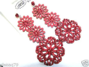 orecchini donna lunghi tono argento simil pelle strass FIORE- vari colori - Imagen 1 de 5