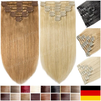 25CM-80CM Russische Clip In Remy Echthaar Extensions Haarverlängerung Human Hair - Bild 1 von 4