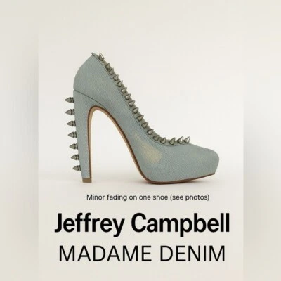Jeffrey Campbell Madame Denim Studded Spike Denim Stiletto Platform Pumps 8 - Image 1 of 4