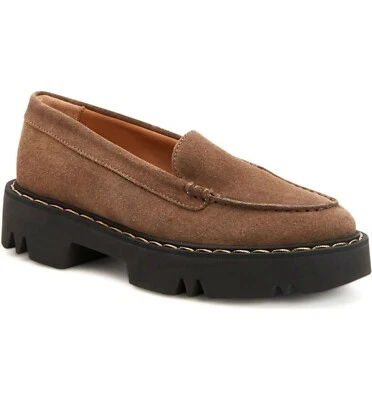 $440 AQUATALIA Hayley Water Resistant Platform Loafer TAUPE SUEDE 10  (ME9) - Image 1 of 4