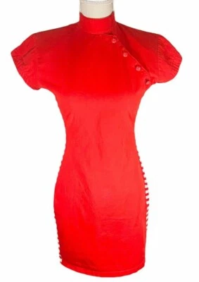 Vintage Byer Too! Vestido Mujer Talla 5 Rojo Blanco Oriental Forma Cristal Arena Foto 1 de 4