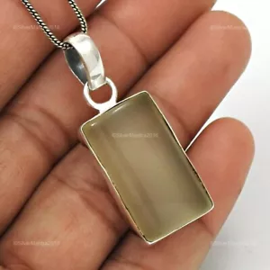Calcedonia Piedra 925 Bisel Plata Ley Art Déco Hija Nuevo Colgante Joyería - Imagen 1 de 8