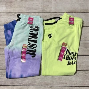 Justice Girls Sweatpants Size XL (16-18). NWT! 2 Pairs Of Sweatpants, Colorful - Picture 1 of 17