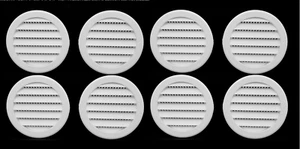 3" round Plastic Louver Soffit Air Vent Reptile Screen Grille Cover (8, White) - Picture 1 of 12