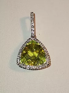 Oro bianco 14k~**CIONDOLO CON ACCENTO AL LIMONE TAGLIO A CUSCINO TAGLIO CUSCINO & DIAMANTE**~ - Foto 1 di 12
