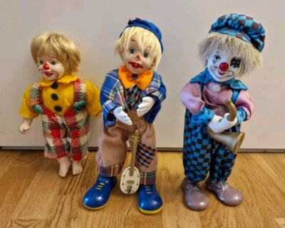 2 Clown Musical Automate + 1 Enfant déguisé - Lot de 3 - Vintage - Porcelaine - Photo 1/4