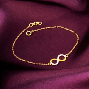 VSGH 0.17ct Round Lab Grown Diamond 14k Yellow Gold infinity Adjustable Bracelet - Picture 1 of 9