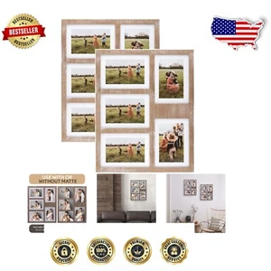 Charming 2-Pack Rustic Wall Collage Frames - Perfect for Treasured Memories - Picture 1 of 11