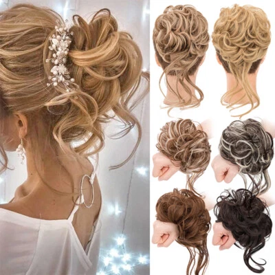 Long Thick Real as Human Messy Bun Hair Piece Scrunchie Updo Wrap Hair Extension - Image 1 of 4