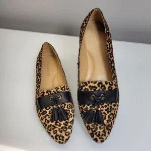 Talbots Driver Halbschuhe Größe 6,5 hellbraun Leopardenmuster Kalbshaar Leder schwarz Quaste - Bild 1 von 10