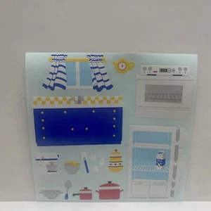 Mrs. Grossman's Vintage 1999 Stickers KITCHEN Red Pots Blue Sink 6x6”-1 Sheet - Picture 1 of 1