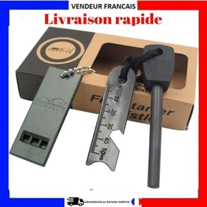 Feuerstein Feuerzeug Feuer aus Feuerstein Magnesium Feuerzeug Survival Kit 7 in 1 Pfeife - Bild 1 von 11