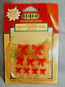 Lemax Village Accessory Poly Resin STICK ON RED CHRISTMAS BOWS - Set of 9~NEW - Picture 1 of 3