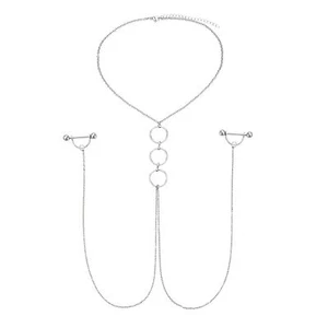 Nipplerings Piercing Women Nipple Rings Surgical Steel CZ Chain Circle Tongue... - Picture 1 of 2