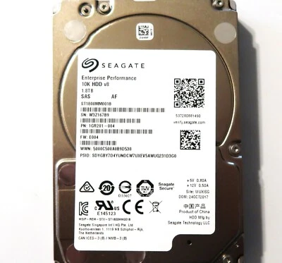 Seagate ST1800MM0018 1GR201-004 E004 512e 12Gb/s 128MB 10K 1.8TB 2.5" SAS HDD - Image 1 of 2