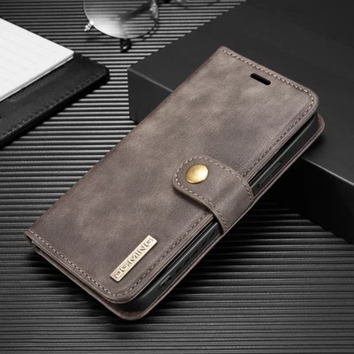 Funda protectora de cuero abatible vintage para teléfono iPhone y Samsung con ranuras para tarjetas Foto 1 de 4