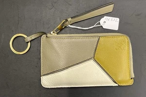 Loewe Puzzle Coin Card Case Zip Wallet Anogram Ochre/Laurel Green Leather - Bild 1 von 11